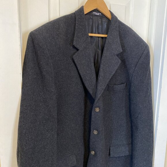Como Milano Men Wool Cashmere Blazer 46R Italian Fabric Luxury 3 Button Charcoal - Picture 4 of 16